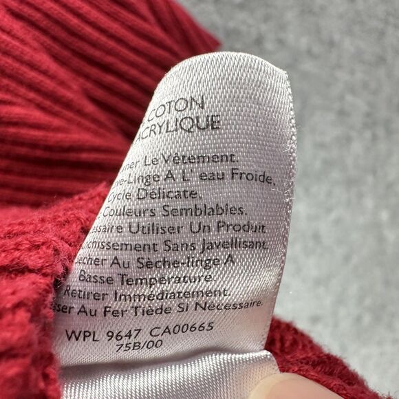 Eddie Bauer Cardigan Sweater Womens XL Red Cotton Blend Ribbed Zip Mock Neck* - Picture 15 of 15